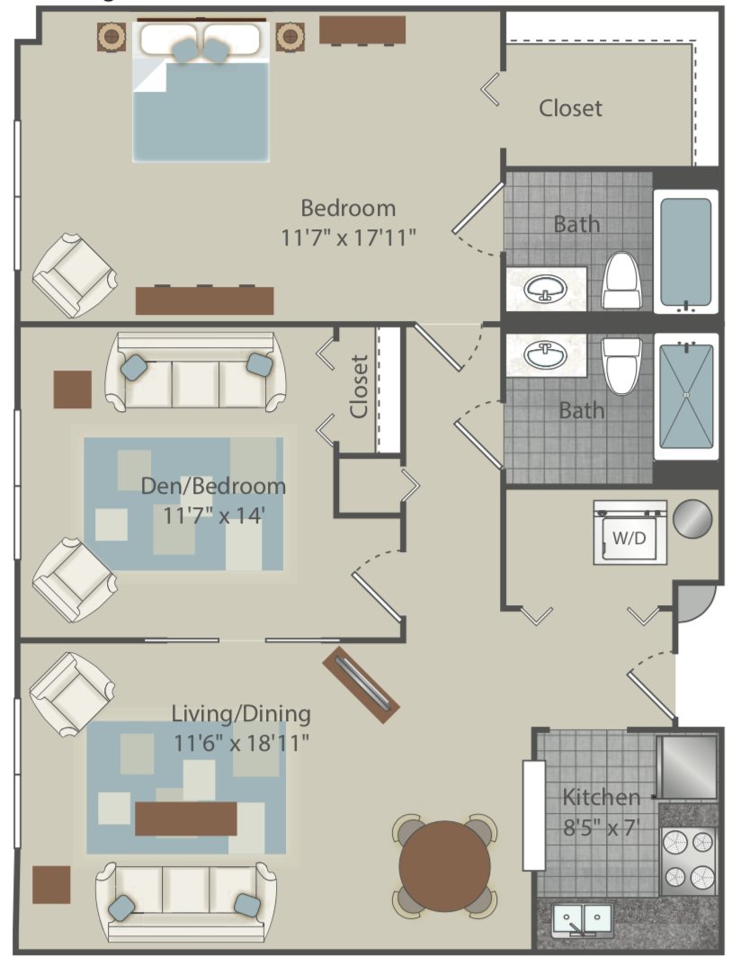 Clear Creek Commons Apartments_Golden CO_Floor Plan_Two Bedroom Two Bathroom_Washington Manor Clear Creek Commons Apartments_Golden CO_Floor Plan_Two Bedroom Two Bathroom_Washington Manor